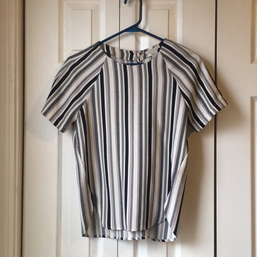 H&M Navy and Red Striped Top
